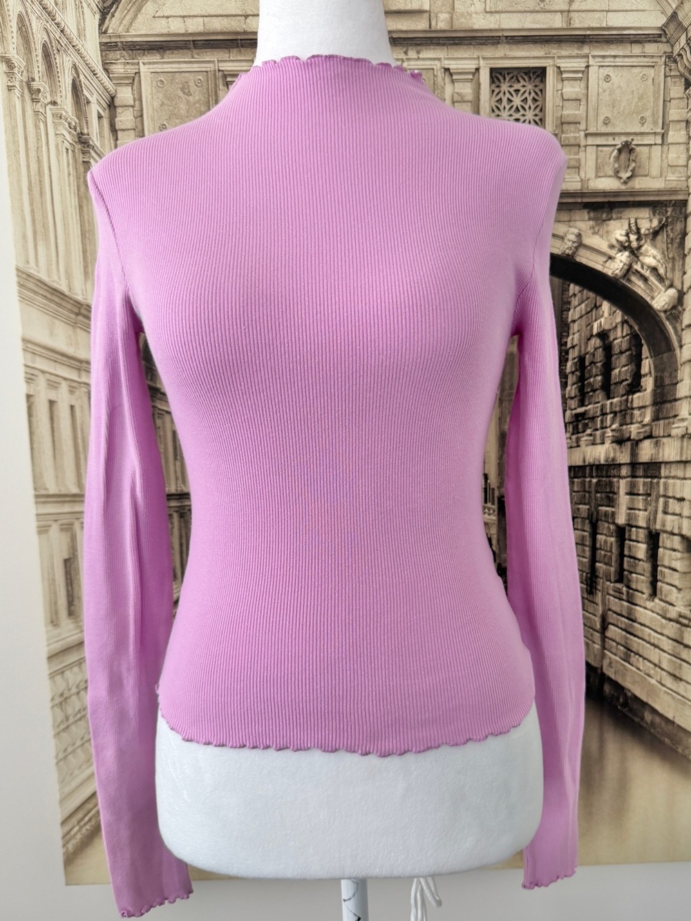 Preloved Lilac Ribbed Long Sleeve Top